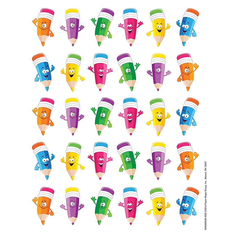 Eureka Theme Sticker, Pencil Smiley Faces, 120/Pack (EU-655068) image 1