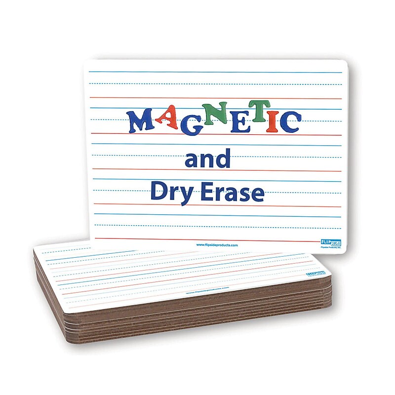 Flipside Ruled Double-Sided Magnetic Dry-Erase Whiteboard, 9" x 12", 12/Pack (FLP10176) image 1
