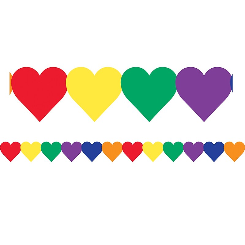 Hygloss 3" x 36' Colored Hearts Border, 12 Pack (HYG33626) image 1