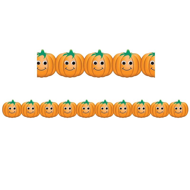 Hygloss 3" x 36' Happy Pumpkins Border, 12 Pack (HYG33642) image 1