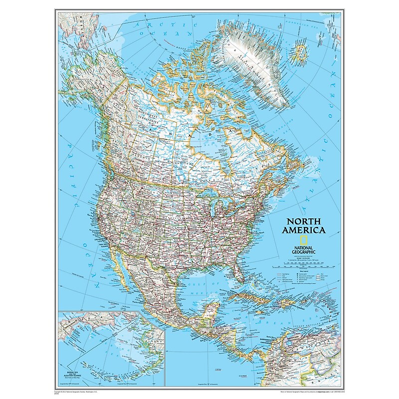 National Geographic Maps North America Wall Map, 24" x 30" image 1