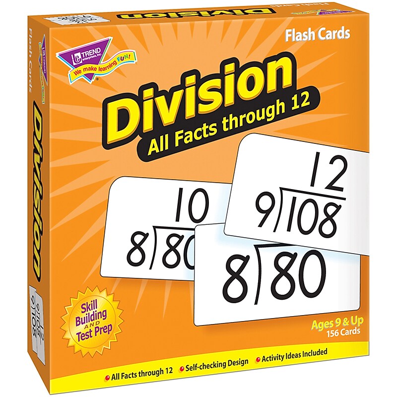 Division 0-12 All Facts Skill Drill Flash Cards for Grades 4-8, 156 Pack (T-53204) image 1
