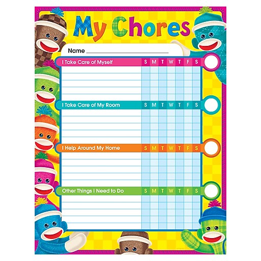 Trend Sock Monkeys Chore Charts, 25 ct. (T73145) Staples