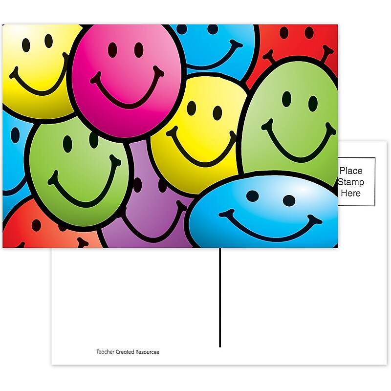 Teacher Created Resources Smiley Faces Smooth Personal Postcards, Multicolor, 30/Pack (TCR1965) image 1