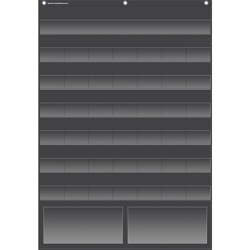 Teacher Created Resources Calendar Pocket Chart Plastic and Metal, Black, 36 x 25" 45 Pocket Chart (TCR20748) image 1