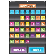 Teacher Created Resources Calendar Pocket Chart Plastic and Metal, Black, 36 x 25" 45 Pocket Chart (TCR20748)