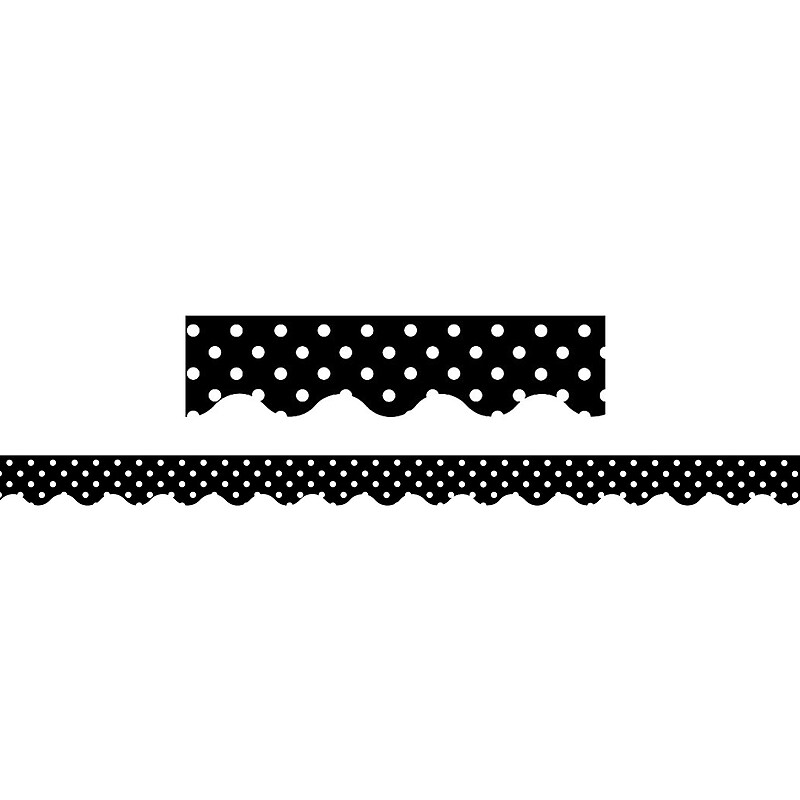 Teacher Created Resources P-12th Grades Scalloped Bulletin Board Border Trim, Black Mini Polka Dots, 9/Bundle (TCR4671) image 1