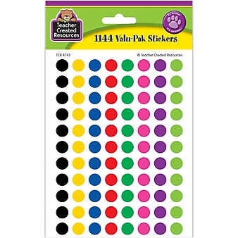 Teacher Created Resources Colorful Circles Mini Stickers, 3/8" Diameter, 1144/PacK, 6 PacK/Bundle (TCR4743)
