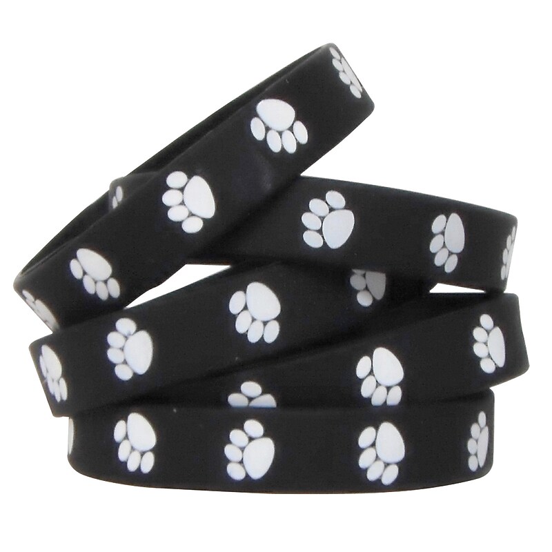 Teacher Created Resources Black with White Paw Prints Wristbands, Pack of 10 (TCR6570) image 1