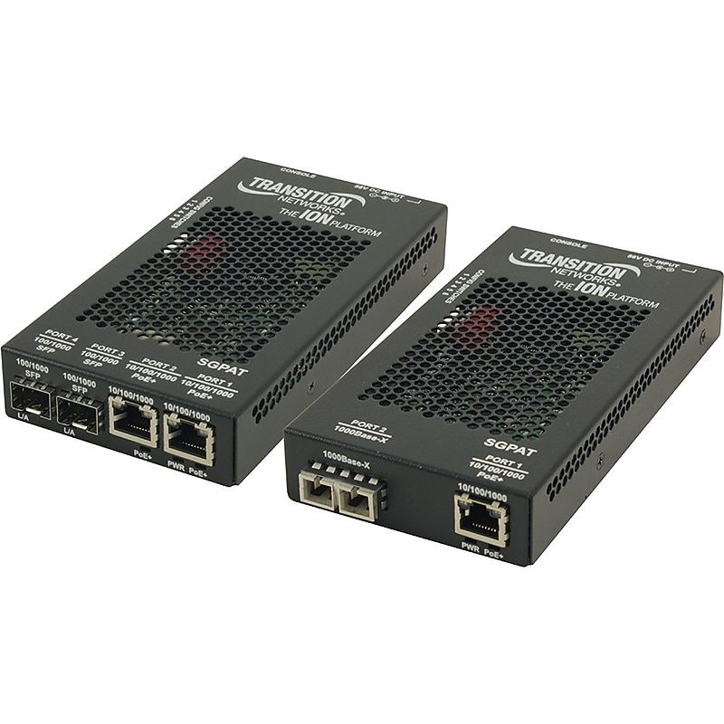 Transition Networks SGPAT 1-Ports 10/100/1000Base-T 1000Base-X Gigabit Ethernet Wall Mountable Rail-mountable Standalone Desktop image 1