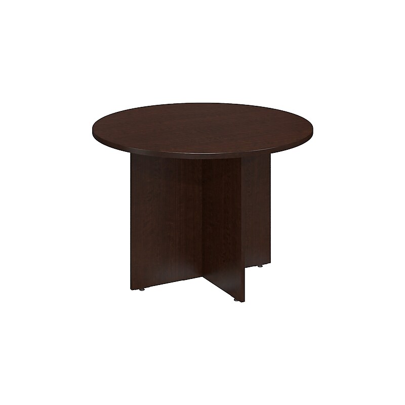Bush Business Furniture 42W Round Conference Table with Wood Base, Mocha Cherry (99TB42RMR) image 1