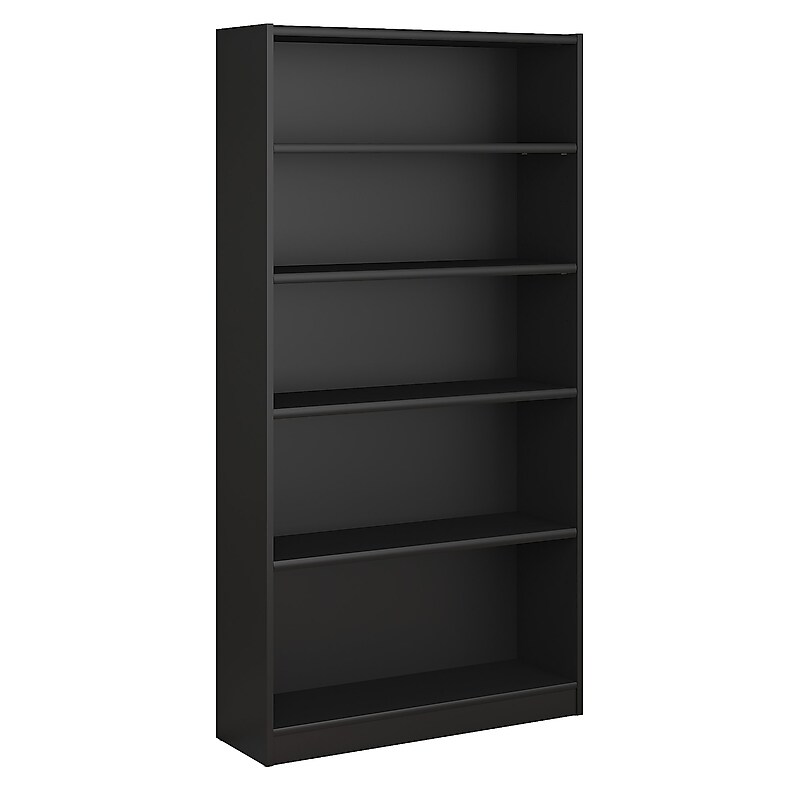 Bush Furniture Universal 72"H 5-Shelf Bookcase with Adjustable Shelves, Black (WL12436) image 1