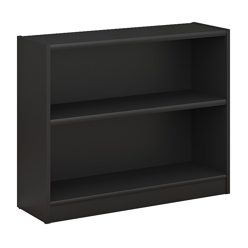 Bush Furniture Universal 30"H 2-Shelf Bookcase with Adjustable Shelf, Black Wood (WL12438) image 1