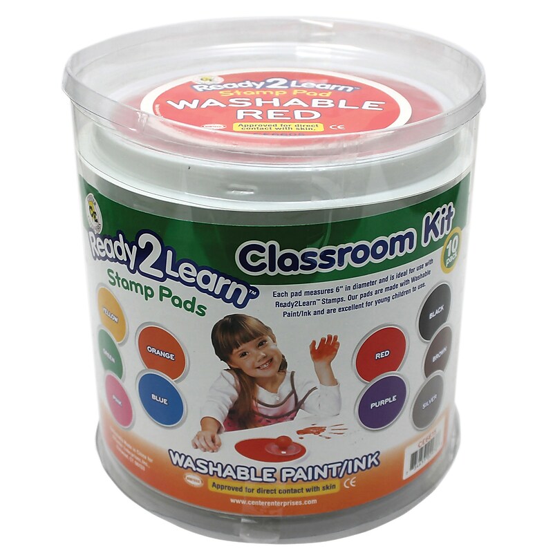 Ready2Learn Jumbo Circular Washable Stamp Pad, 6 Inch, 10 Colors (CE-6615) image 1