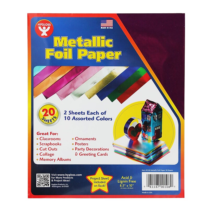 Hygloss® Metallic Foil Paper, 10" x 8-1/2" (HYG108) image 1
