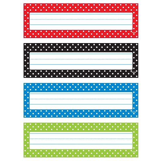 Trend® Polka Dots Desk Toppers® Name Plates, 2.88" x 9.5", Bundle of 6