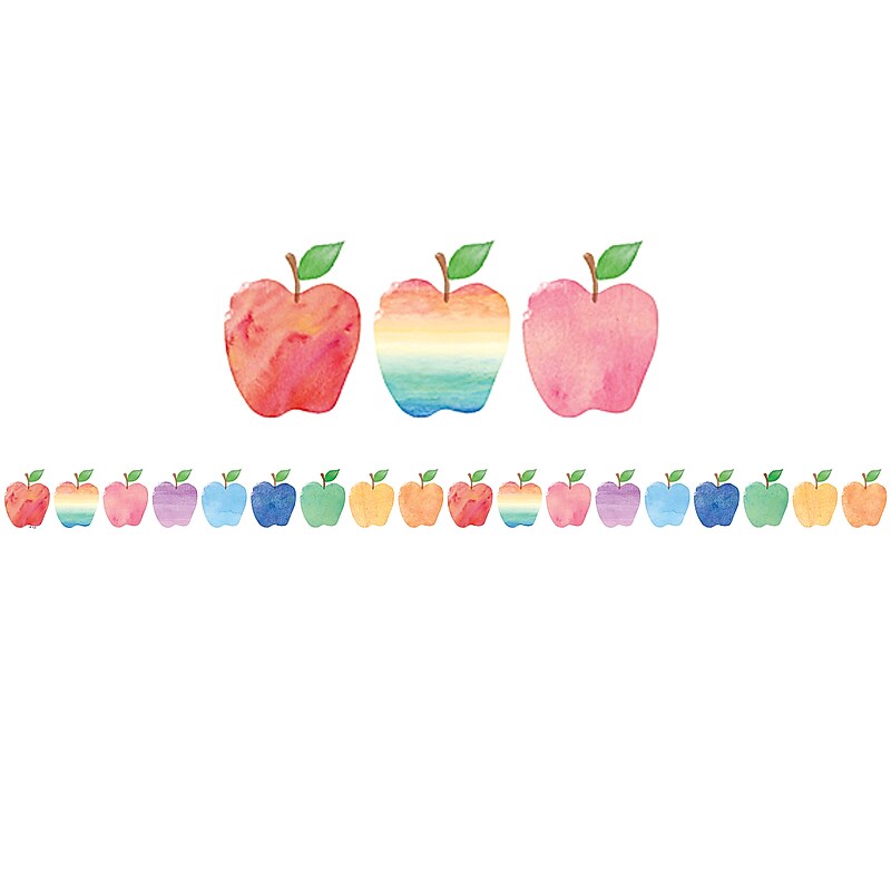Teacher Created Resources® TCR3573 Die-Cut Border Trim, 2 3/4" x 35', Watercolor Apples image 1