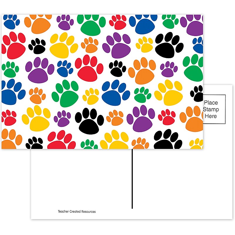 Teacher Created Resources Colorful Paw Prints Postcards, 30/pkg (TCR4799) image 1