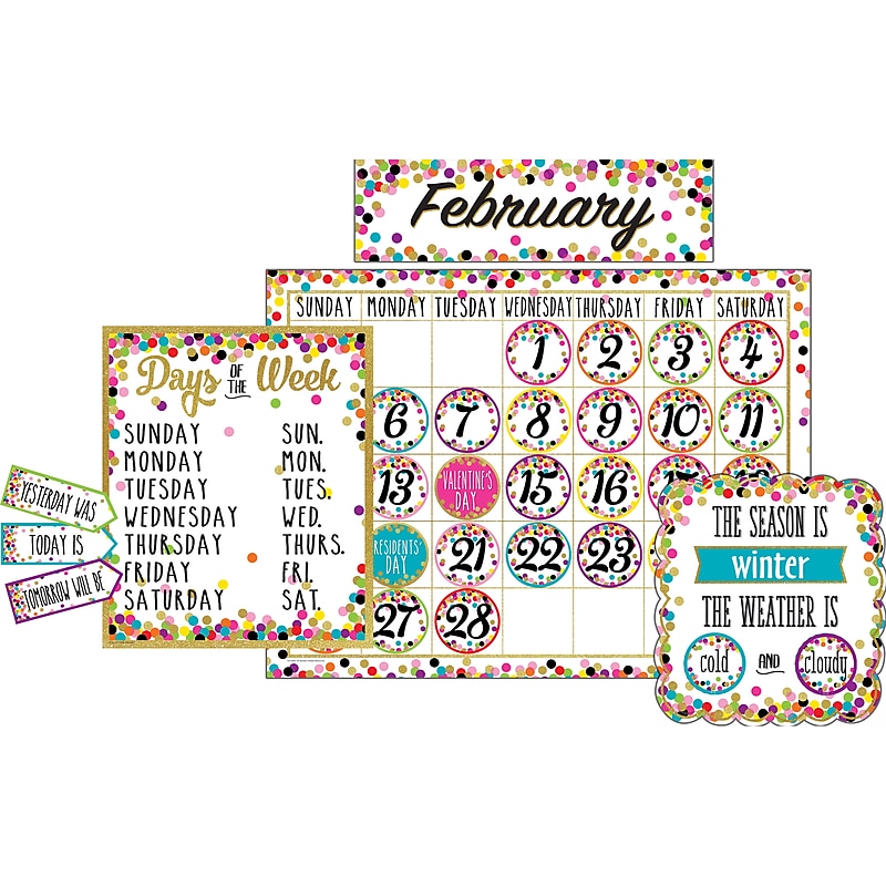 Teacher Created Resources® Confetti Calendar Bulletin Board Display, 84 pieces (TCR5443) image 1