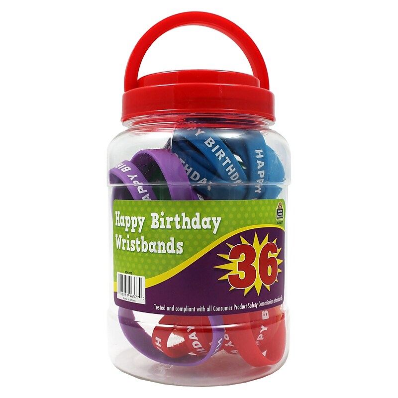 Teacher Created Resources Happy Birthday Wristband, Pack of 36 (TCR6577) image 1