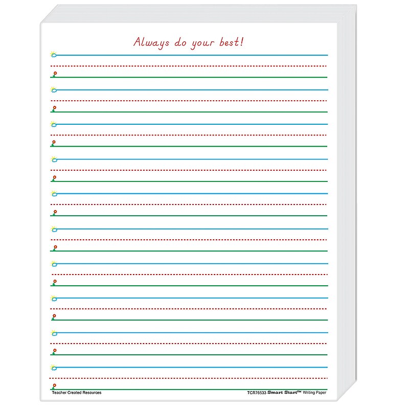 Teacher Created Resources Smart Start 1, 2 Writing Paper, Printed, Letter 8.5" x 11", White Paper, 360 Sheet image 1