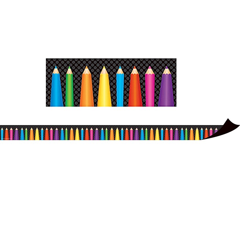 Teacher Created Resources 24' x 1.5" Magnetic Borders, Colored Pencils, 12 Pack (TCR77127) image 1