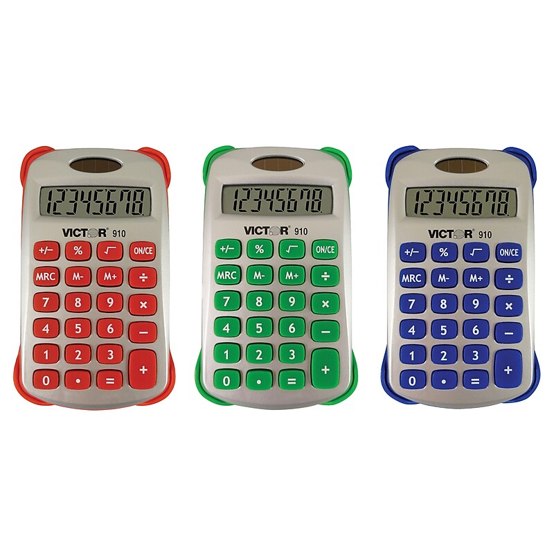 Victor® 8 Digit Handheld Calculator With Cover, Assorted (VCT910) image 1