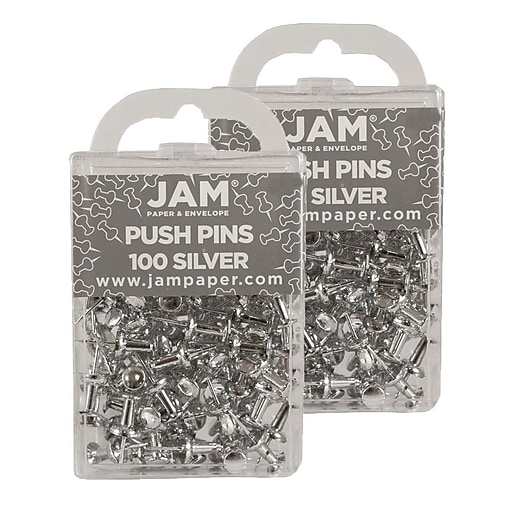 JAM PAPER Colourful Push Pins Black Pushpins 100/Pack 
