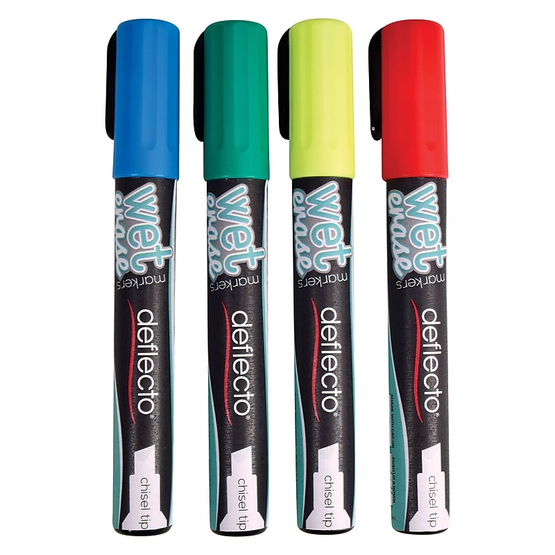 Deflect-O Tank Wet Erase Markers, Chisel Tip, Assorted, 4/Pack (SMA510-V4) image 1