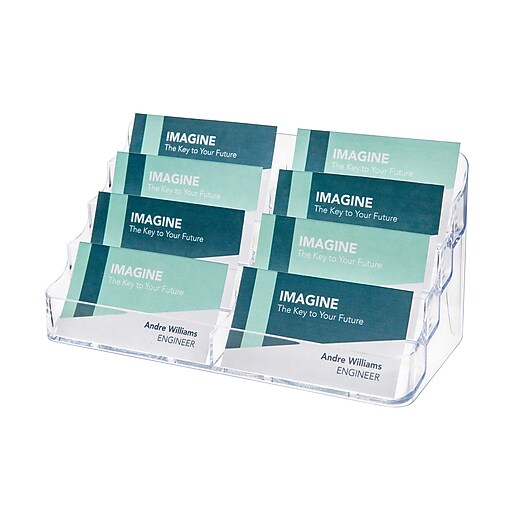 DeflectO® Acrylic Literature Holders, 4Tier, 8Pocket Business Card