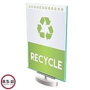 Deflect-O Superior Image Sign Holder, 8.5" x 11", Silver/Clear with Green Edges (691590)