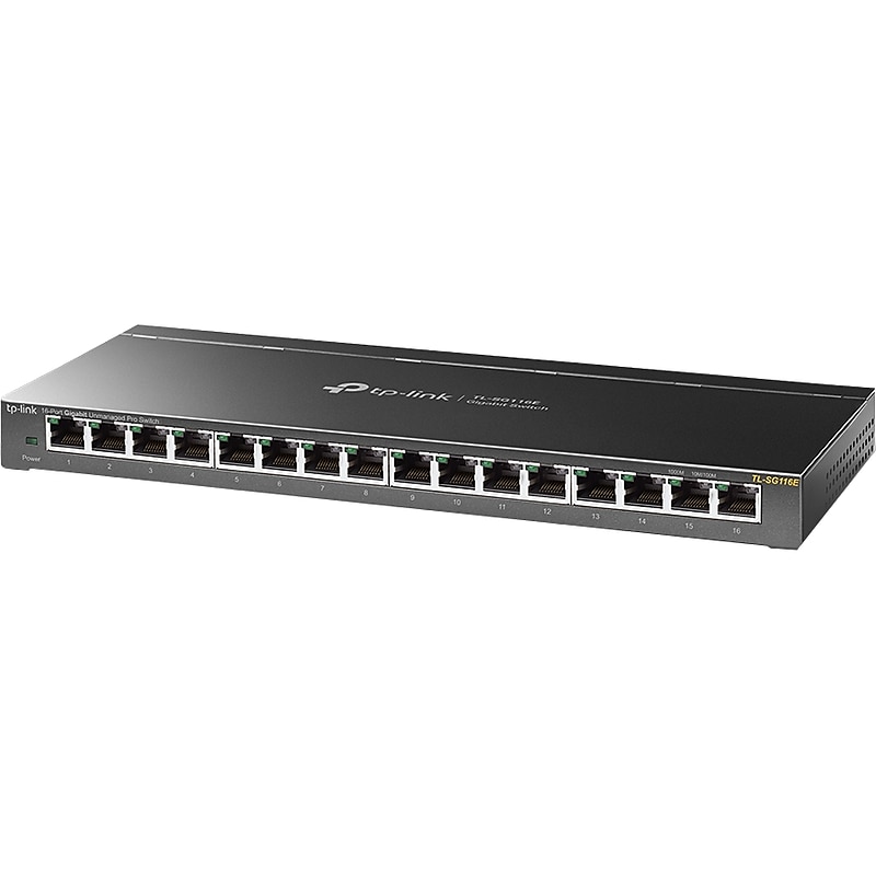 TP-LINK TL-SG116E 16-Port Unmanaged 10/100/1000Base-T Gigabit Ethernet Desktop Wall Mountable Switch image 1