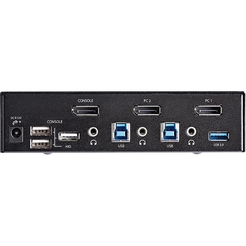 StarTech.com 2 Port DisplayPort KVM Switch, TAA Compliant, 4K 60Hz, 2 Port USB 3.0 Hub, Digital & Analog Audio image 1