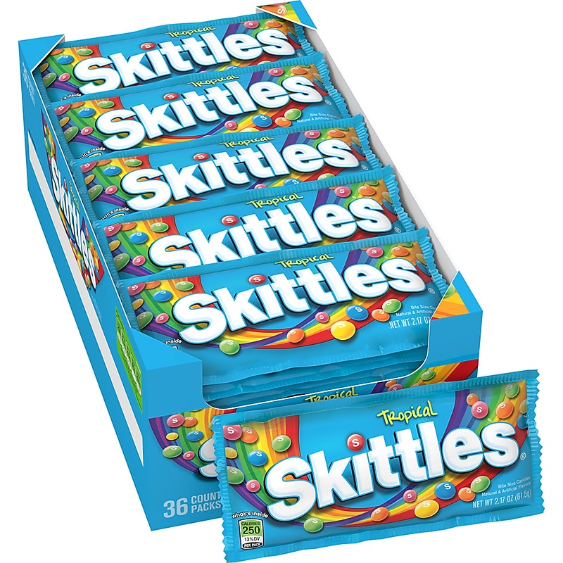 Skittles Tropical Fruit Flavored Candy Pieces, 2.17 oz., 36/Box (209-00175) image 1