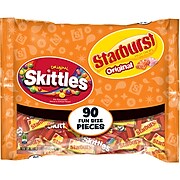 Skittles and Starburst Original Candy Bag, 90 Fun Size Pieces, 39.1 oz (WMW34777)