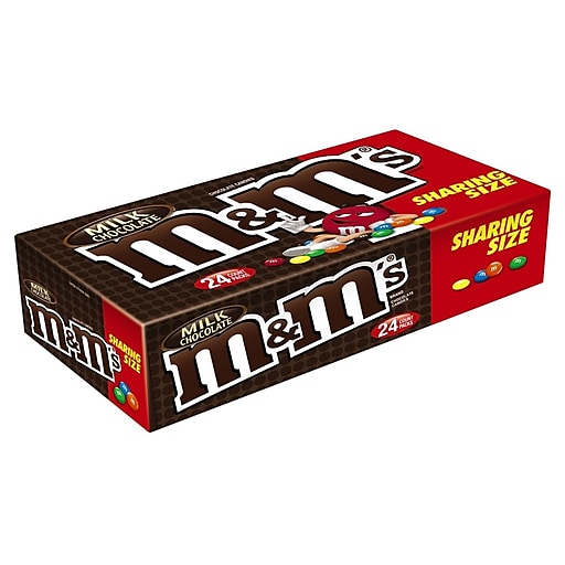 M&M'S Milk Chocolate Candy Sharing Size 3.14 oz. Pouch, 24/Box