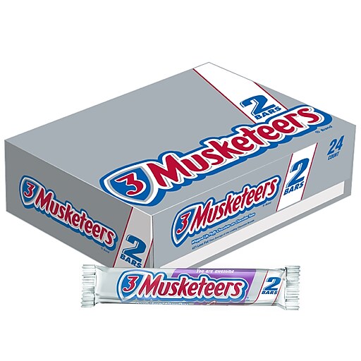 3 MUSKETEERS Chocolate Sharing Size Candy Bars 3.28 oz Bar, Pack of 24 (MMM24603) Staples