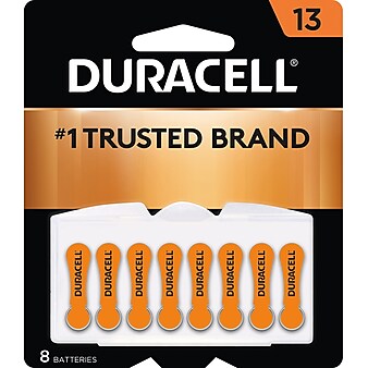 Duracell Size 13 Orange Hearing Aid Batteries, 8/Pack (DA13B8ZMR09)