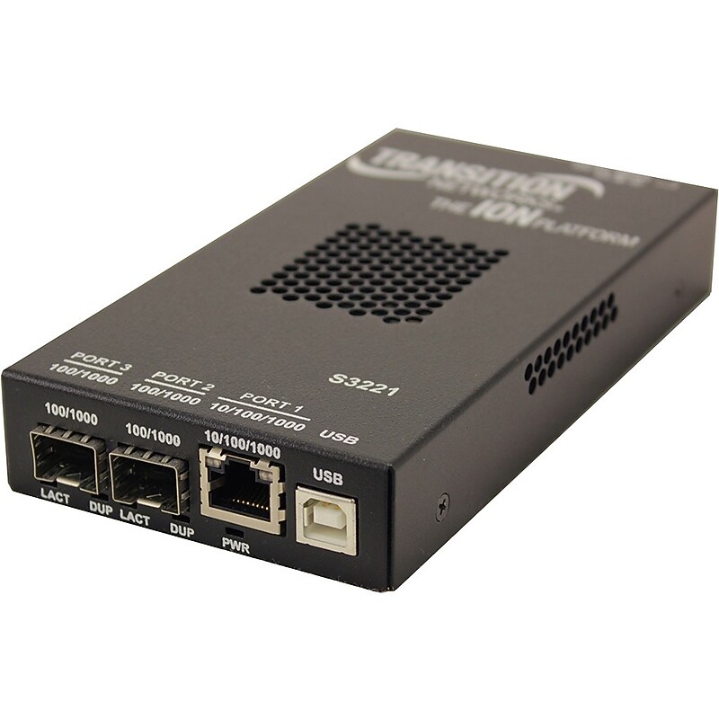 Transition Networks S3220 1-Ports Unmanaged 1000Base-SX/LX 10/100/1000Base-T Gigabit Ethernet Standalone Wall Mountable image 1