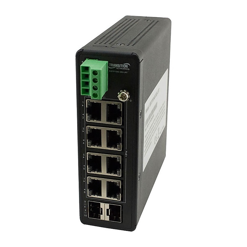 Transition Networks 8-Port Gigabit Ethernet Unmanaged Switch, Up to 10 Gbps (SISTP1040-382-LRT) image 1