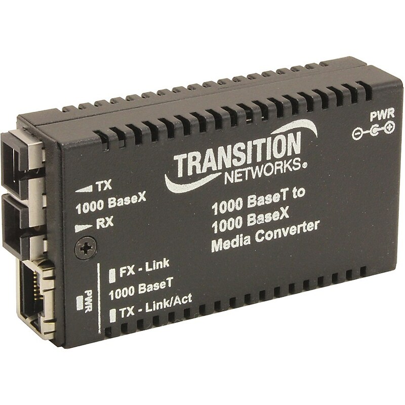Transition Networks M/GE-T 2-Ports 1000Base-SX 10/100/1000Base-T Gigabit Ethernet Wall Mountable Transceiver/Media Converter image 1