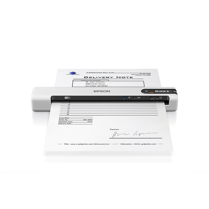 Epson DS-80W USB/Wireless Portable Document Scanner, White (B11B253202) image 1