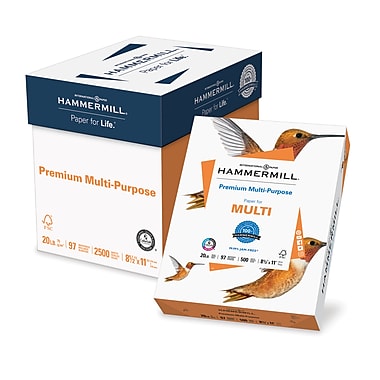 paper premium multipurpose hammermill fsc certified bright staples lb carton 2500 case lbs brightness