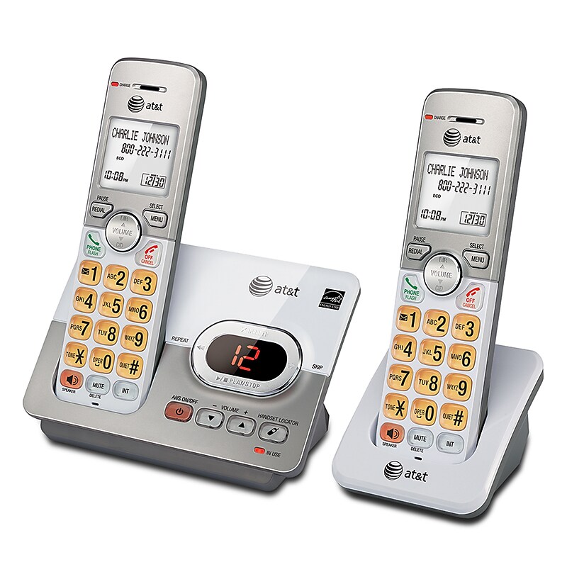 AT&T EL52203 DECT 6.0 2-Handset Cordless Telephone, Silver (EL52203) image 1