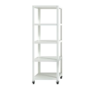 Mobile 5 Shelf Bookcase Black, 72 Inch High Bookcase With Doors