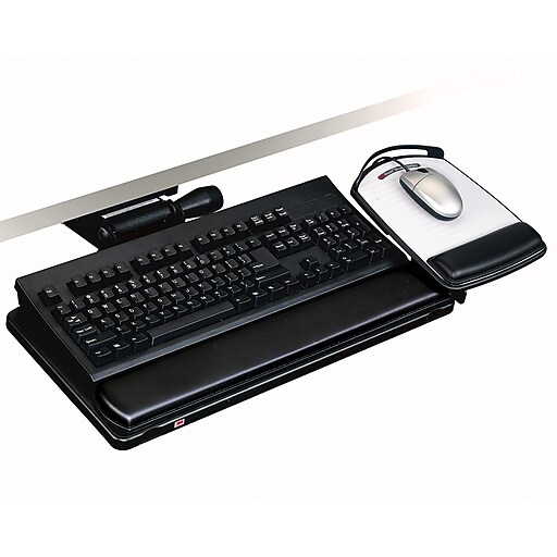 3M Easy Adjust Keyboard Tray With Highly Adjustable Platform, Black, 19