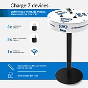 ChargeTech Power Table Charging Station, (6) Braided Cables, Qi Wireless Charging Zone (TCS6)