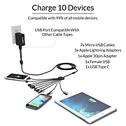 ChargeTech Universal Multi-Charging Cable Squid, (10) Cables, 6' (V10)