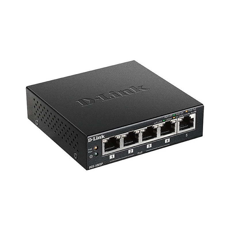D-Link DGS-1005P 5-Port Managed 10/100/1000Base-T Gigabit Ethernet Desktop Switch (DGS-1005P) image 1