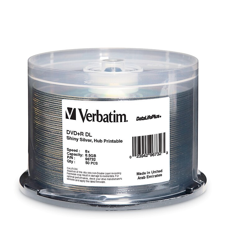 Verbatim DataLifePlus 96732 8x DVD+R DL, Shiny Silver, 50/Pack image 1